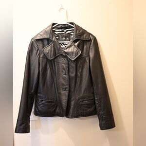 VTG Adler Collection Black Genuine Leather Zebra Stripes NZ Lambskin Jacket M